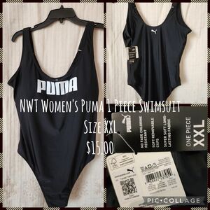Puma Women's Sleek Black One-Piece Swimsuit